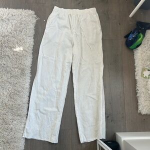 H&M White Linen Blend Pant Small